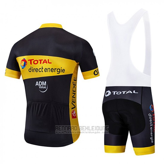 2019 Fahrradbekleidung Direct Energie Shwarz Gelb Trikot Kurzarm und Overall